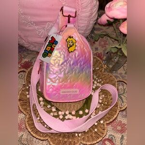 Princess Peach Super Mario Bros. Iridescent Pink Mini Backpack Crossbody Bag NWT